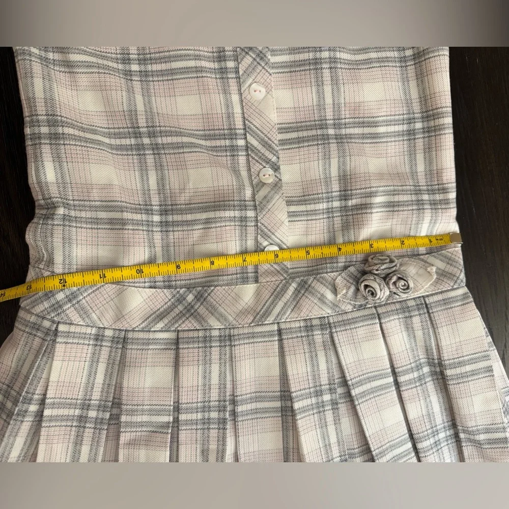 Sarah Louise Light Pink and Gray Plaid Dress